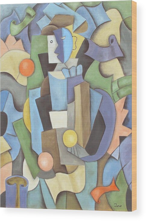Cubism Wood Print featuring the painting The Juggler by Trish Toro