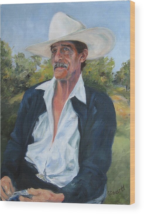 Portrait Wood Print featuring the painting The Man from the Valley by Connie Schaertl