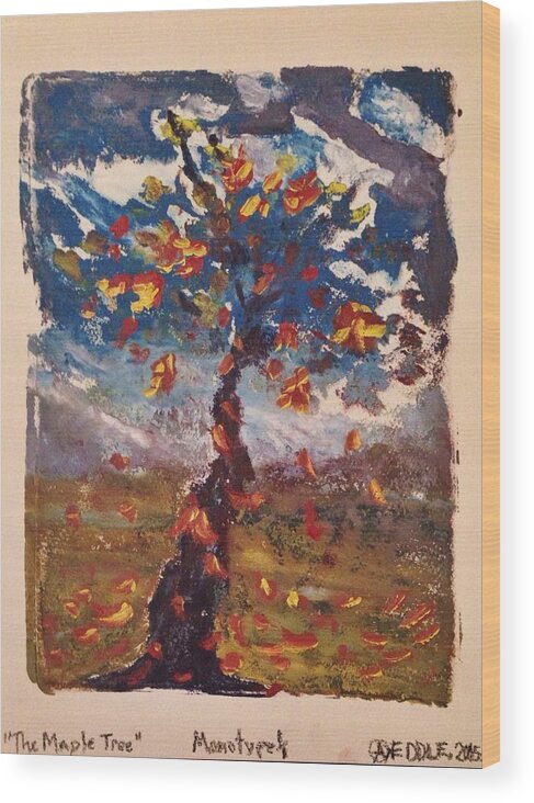 Landscape Wood Print featuring the painting The Maple Tree by Angela Weddle