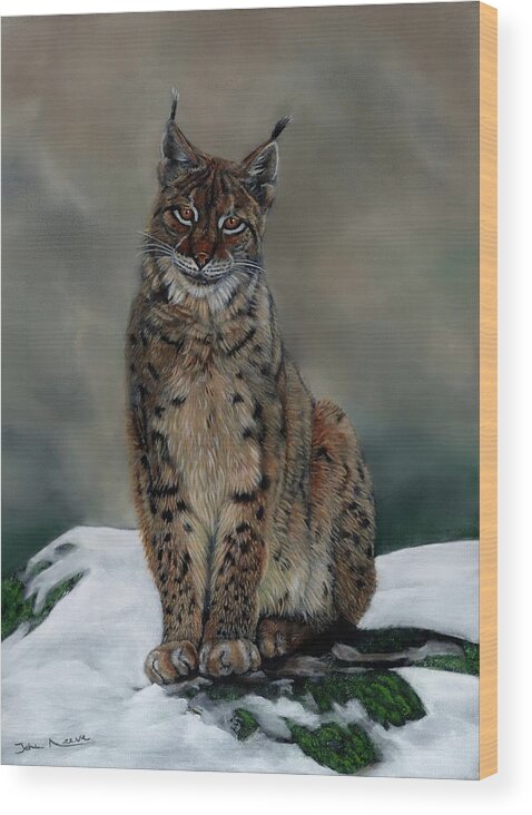 Lynx Wood Print featuring the painting The Missing Lynx by John Neeve