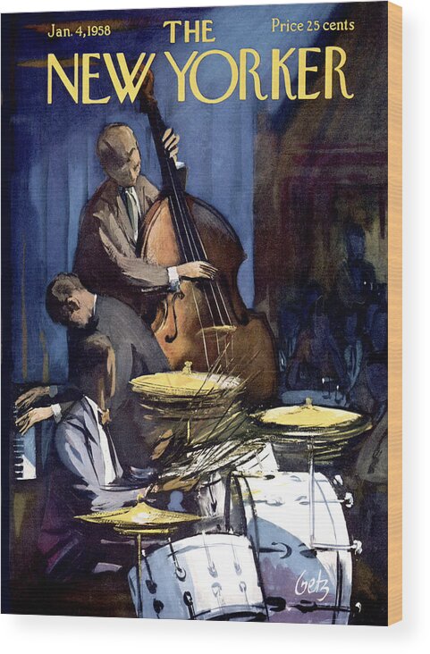 Concert Wood Print featuring the painting New Yorker January 4th, 1958 by Arthur Getz