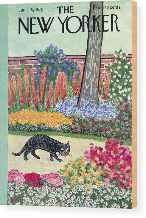 Animals Wood Print featuring the painting New Yorker Cover - June 18, 1960 by William Steig
