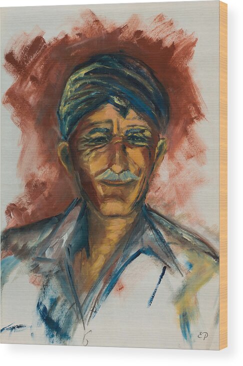 Man Wood Print featuring the painting The Old Greek Man by Elise Palmigiani