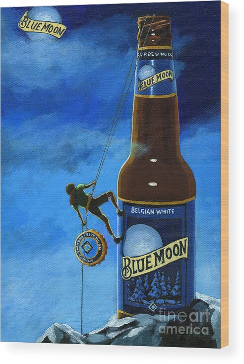 Blue Moon Beer Wood Print featuring the painting The Peak of Taste by Linda Apple