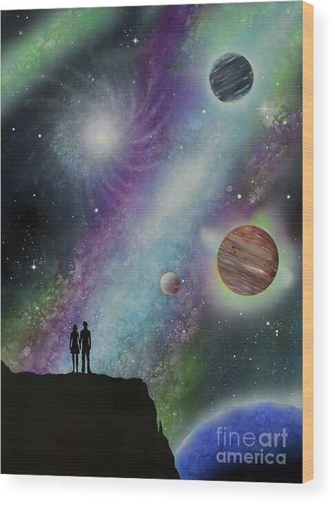 Space Wood Print featuring the painting The Possibilities by Mary Scott