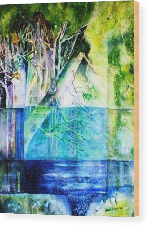  Rivers Memories Wood Print featuring the painting The Rivers Memories by Trudi Doyle