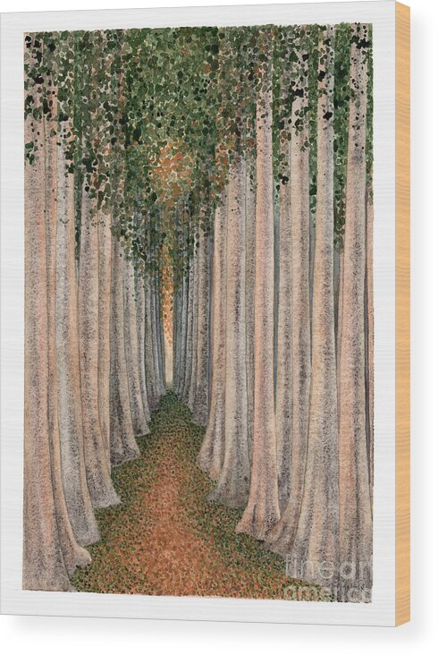 Trees Wood Print featuring the painting The Temple by Hilda Wagner
