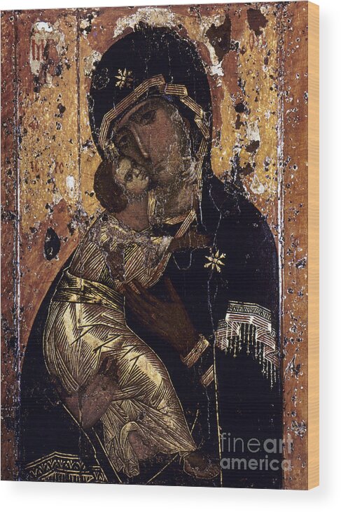 12th Century Wood Print featuring the painting The Virgin Of Vladimir by Granger