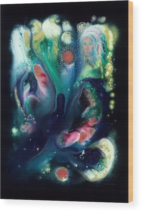 Angel Wood Print featuring the painting The Vision of St. Teresa by Lee Pantas