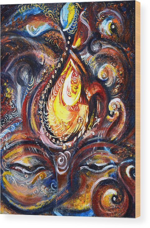 Third Eye Wood Print featuring the painting THIRD EYE - Abstract by Harsh Malik