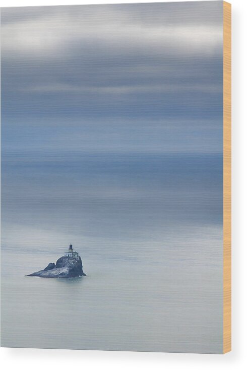 Oregon Coast Wood Print featuring the photograph Tillamook Rock Lighthouse by Don Schwartz