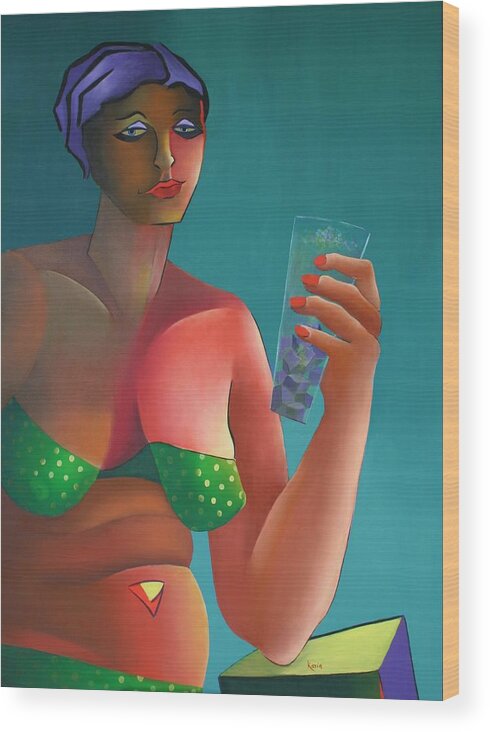 Figurative Wood Print featuring the painting Time to Relax by Karin Eisermann