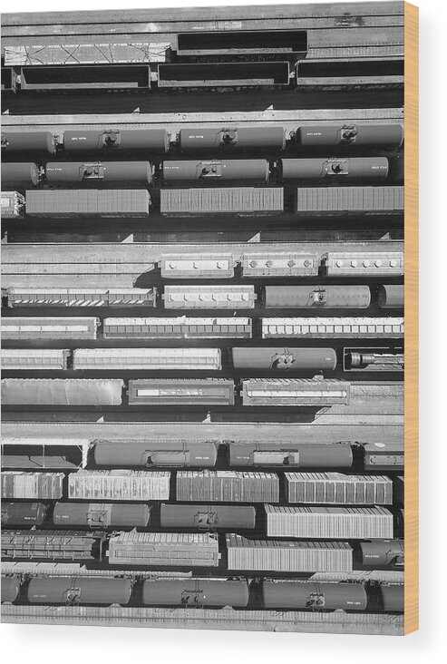 Trains Wood Print featuring the photograph Trainyard by Rand Ningali