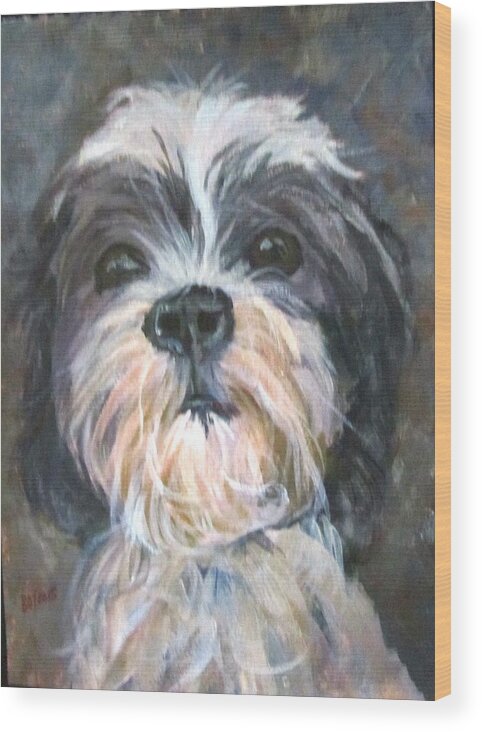 Dog Wood Print featuring the painting Trixie by Barbara O'Toole