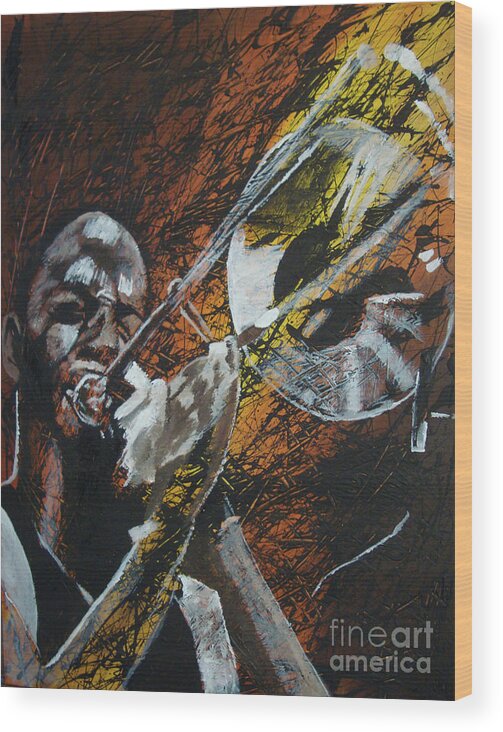 Trombone Shorty Wood Print featuring the painting Trombone Shorty by Stuart Engel