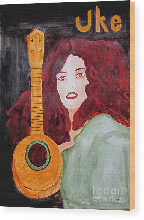Watercolor Wood Print featuring the painting Uke by Sandy McIntire