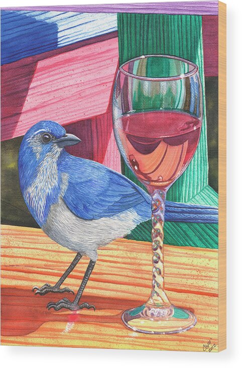 Wine Wood Print featuring the painting Unattended by Catherine G McElroy