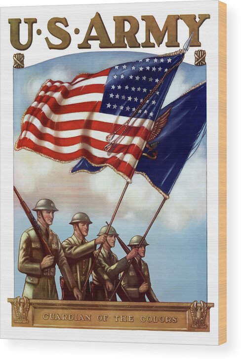 Us Army Wood Print featuring the painting US Army -- Guardian Of The Colors by War Is Hell Store
