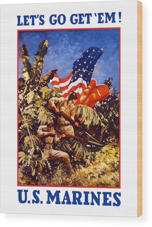 Marines Wood Print featuring the painting US Marines - WW2 by War Is Hell Store