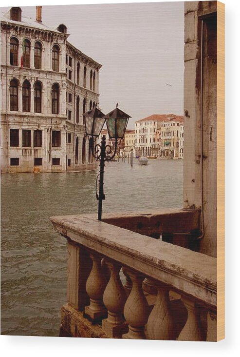 Venice Wood Print featuring the photograph Venice Waterway by Nancy Bradley