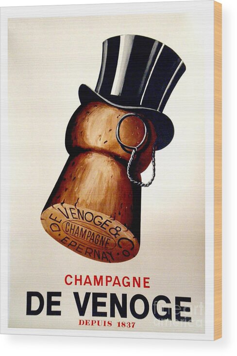 Champagne Wood Print featuring the painting Vintage Champagne by Mindy Sommers