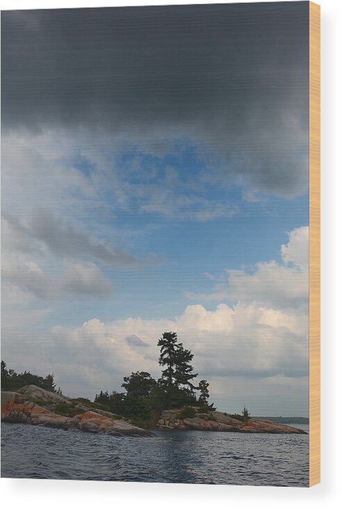 Wall Island Wood Print featuring the photograph Wall Island 3623 dramatic sky by Steve Somerville
