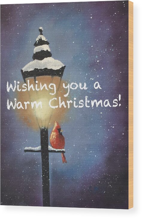 Christmas Card Wood Print featuring the painting Warm Christmas by Sharon Mick