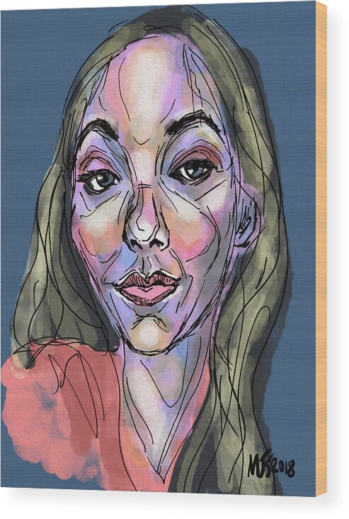 Portrait Wood Print featuring the digital art What Do You Think by Michael Kallstrom