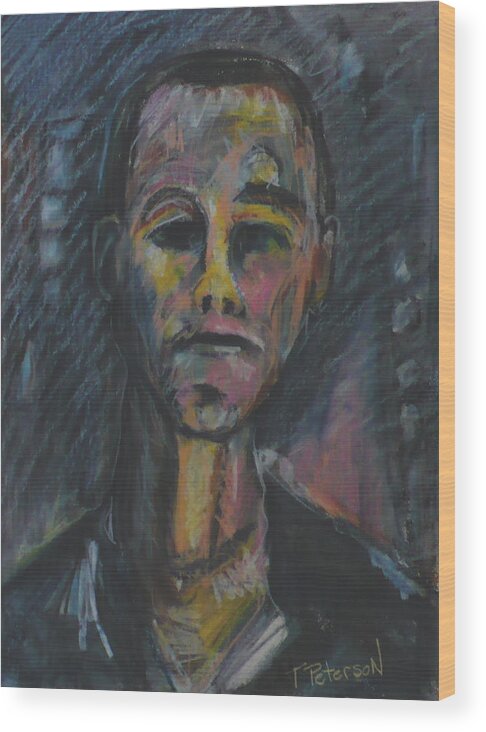 Portrait Wood Print featuring the painting What now He asks by Todd Peterson