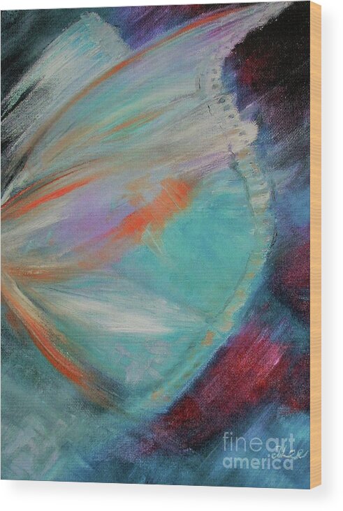 Abstract Wood Print featuring the painting Wings by Tracey Lee Cassin