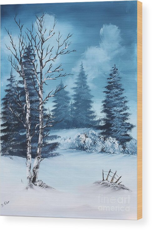 Winter Wood Print featuring the painting Winter by Barbara Teller
