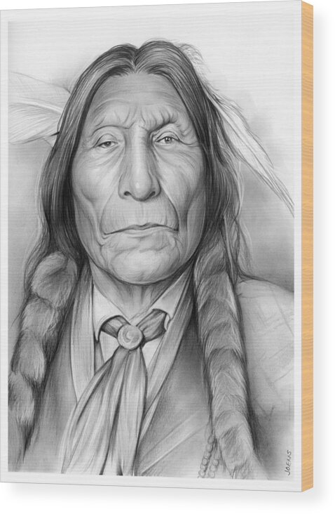 American Indian Wood Print featuring the drawing Wolf Robe by Greg Joens