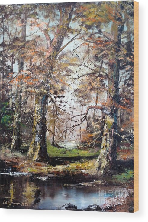 Woods Wood Print featuring the painting Woodland Pond by Lee Piper