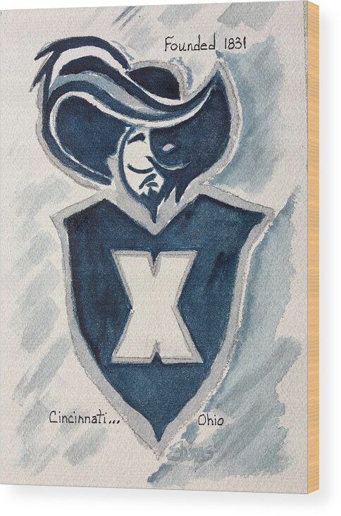 Xu Wood Print featuring the painting Xavier Musketeer by Elaine Duras