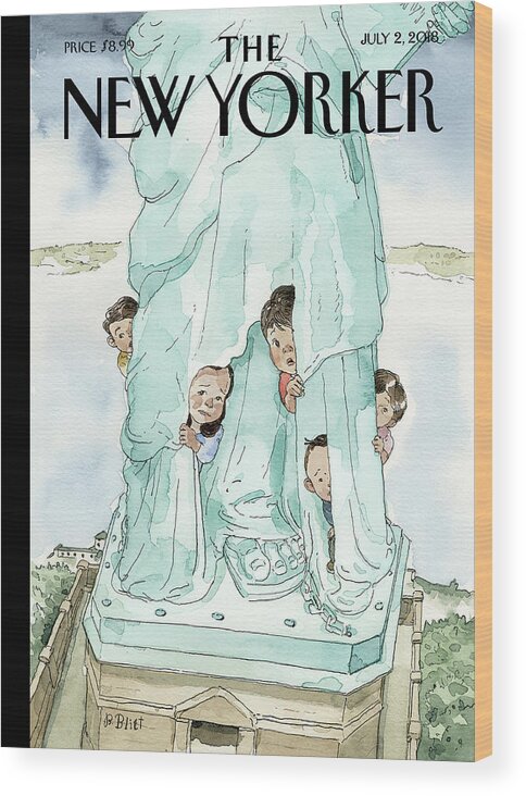 Yearning To Breathe Free Wood Print featuring the painting Yearning to Breathe Free by Barry Blitt