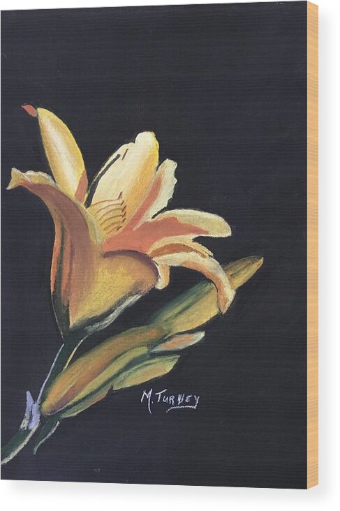 Flower Wood Print featuring the pastel Yellow Lilly by Michele Turney