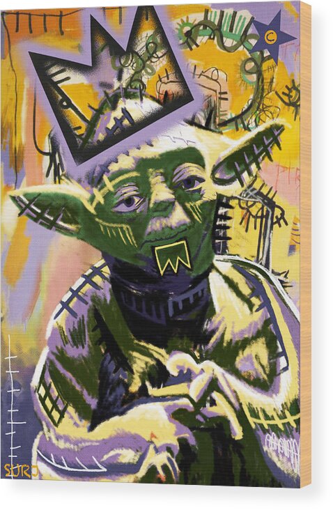 Yoda Wood Print featuring the mixed media Yoda 1981 by Surj LA