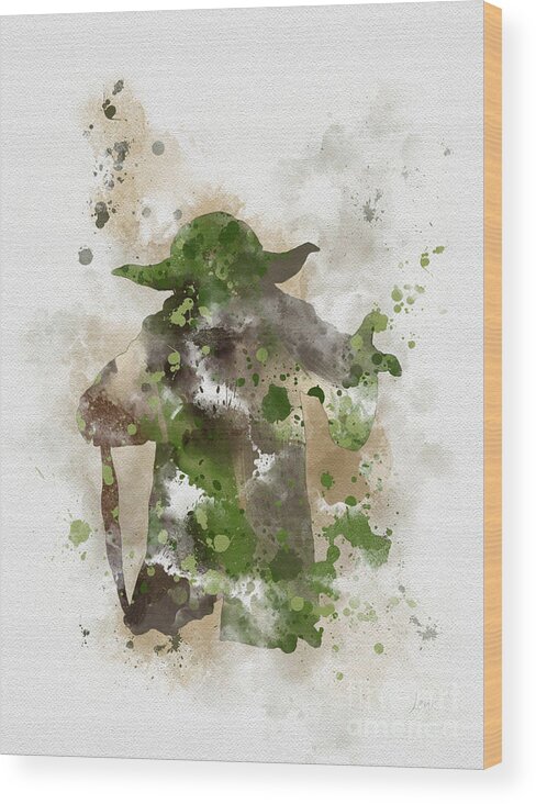 Star Wars Wood Print featuring the mixed media Yoda by My Inspiration