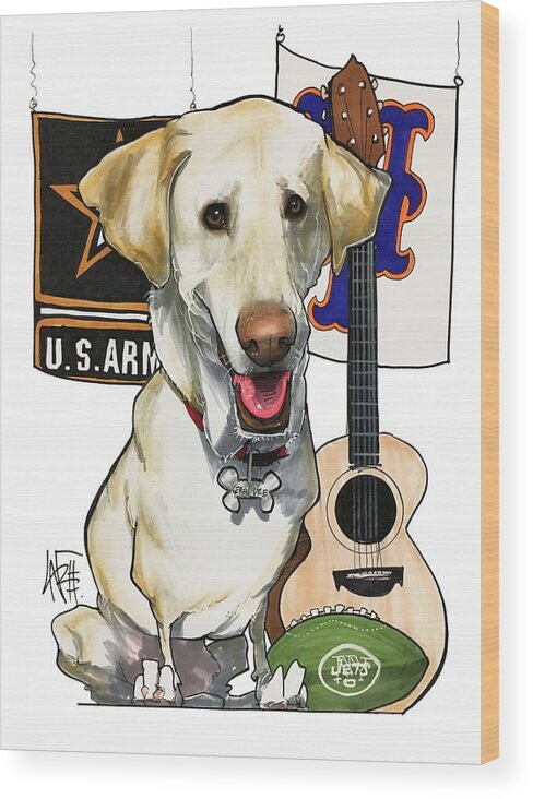 Pet Portrait Wood Print featuring the drawing Zito 3296 by John LaFree