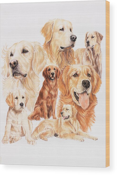 Dogs Wood Print featuring the painting Golden Retriever #1 by Barbara Keith