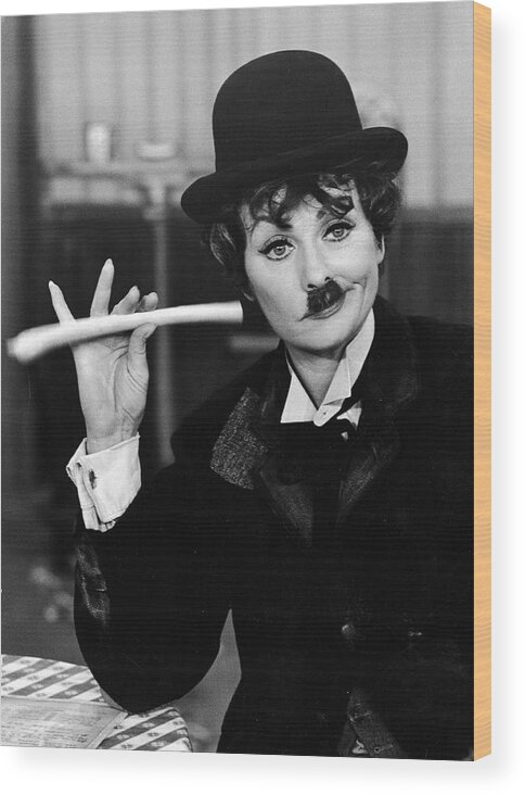Television Shows Only Wood Print featuring the photograph Lucille Ball Dressed As Charlie Chaplin by Ralph Crane