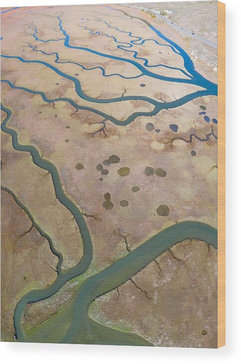 Landscapeaerial Wood Print featuring the photograph Meandering Channels Run #1 by Ethan Daniels