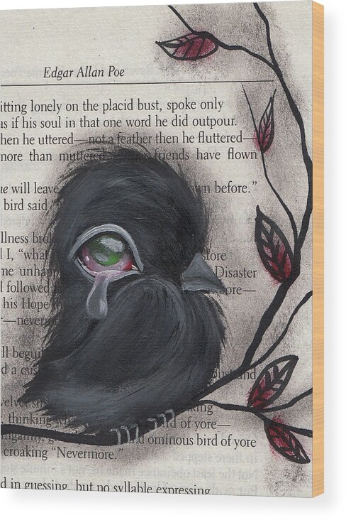 Raven Wood Print featuring the painting Nevermore #2 by Abril Andrade