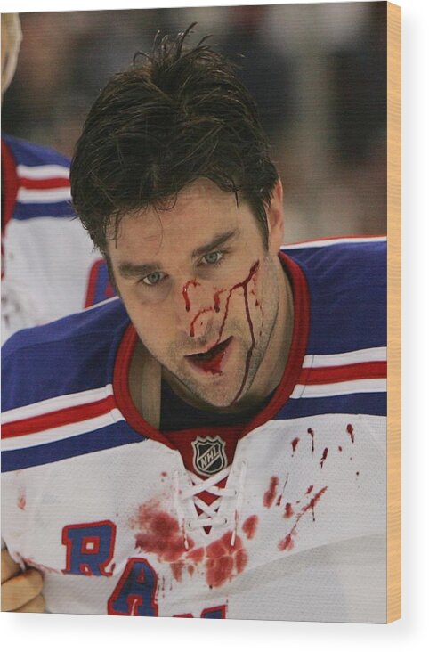 Chris Drury Wood Print featuring the photograph New York Rangers V Pittsburgh Penguins #1 by Bruce Bennett