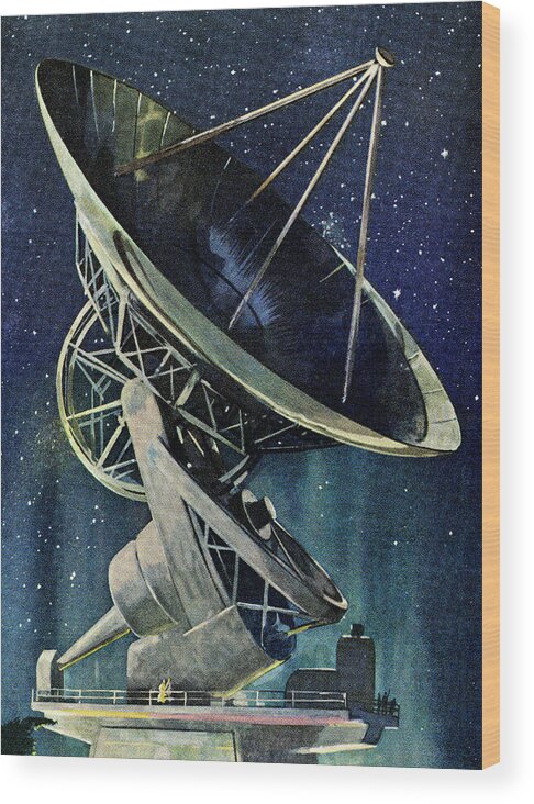 Antenna Wood Print featuring the drawing Satellite Dish #16 by CSA Images