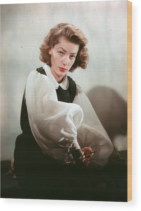 People Wood Print featuring the photograph Lauren Bacall #2 by Baron