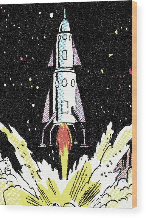 Adventure Wood Print featuring the drawing Rocket Launch #2 by CSA Images