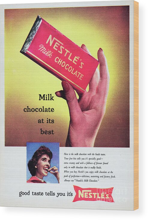 Original Print ADVERT 1955 Nestle's 'Milk' Chocolate Bar AD 