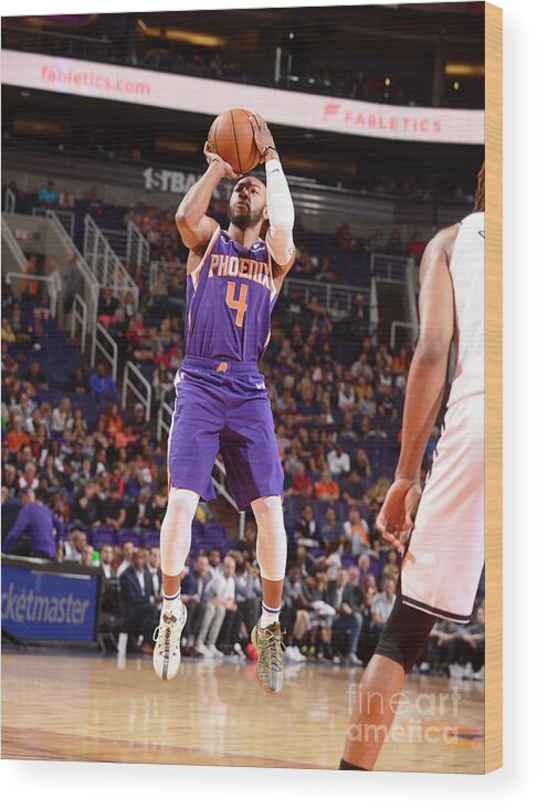 Jevon Carter Wood Print featuring the photograph Brooklyn Nets V Phoenix Suns by Barry Gossage