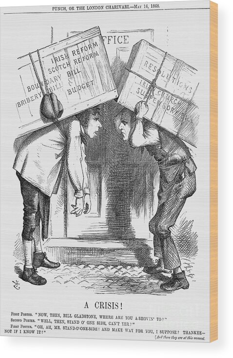 Engraving Wood Print featuring the drawing A Crisis, 1868. Artist John Tenniel by Print Collector